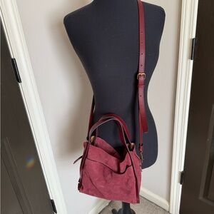 American Leather Co Elegant Burgundy Suede Handbag